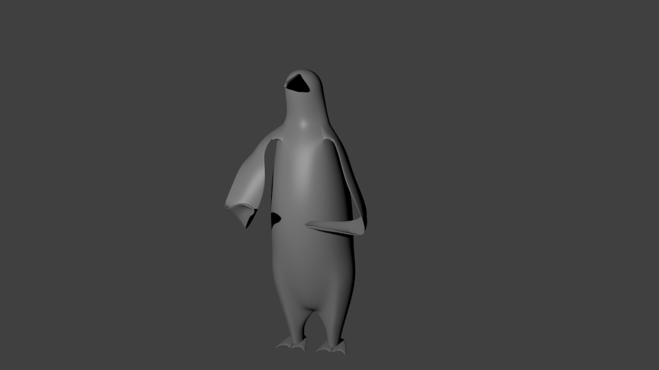 Rendered pose of a juggling penguin